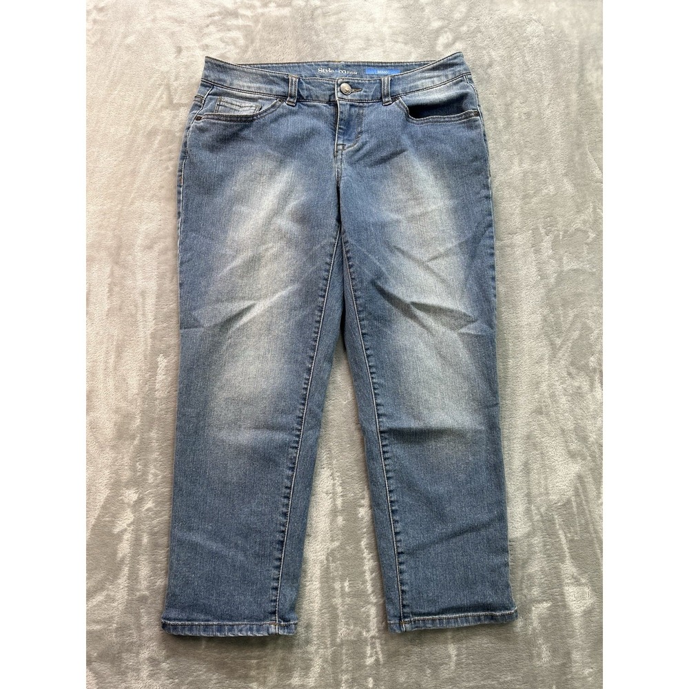 Style & Co Y2K Jeans Womens Sz 8P Blue Skinny Embroidered Stretch Low Rise Beach